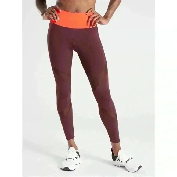 Athleta Tenacity 7/8 Leggings Powerlift Pull On High Rise Activewear Red Women S - Picture 1 of 12